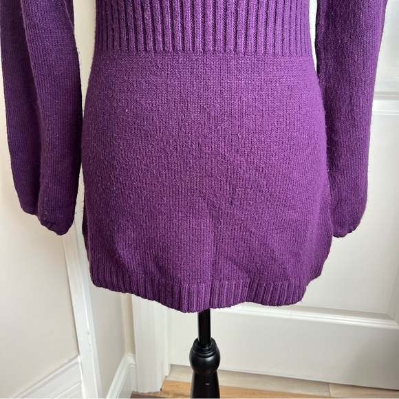 Derek Heart Y2K Deep V-Neck Knit Sweater Hoodie Purple Sz XL - Picture 6 of 16